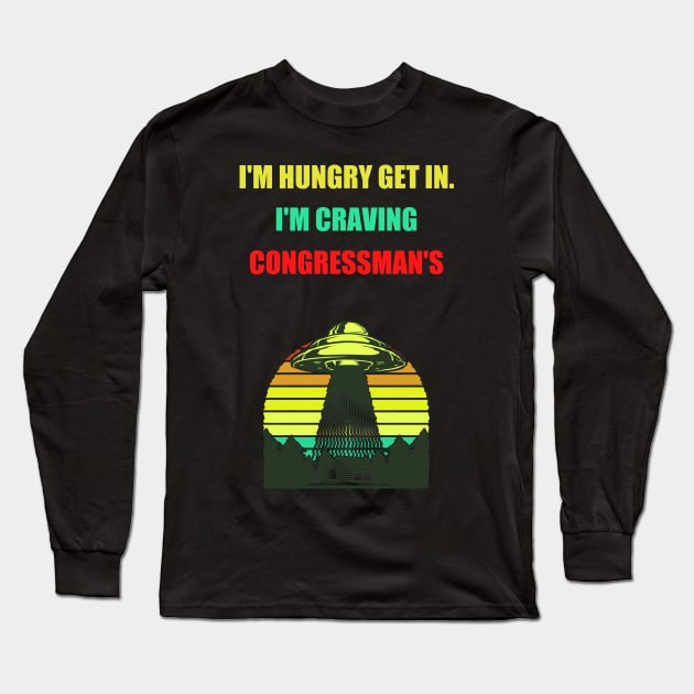 Funny Alien Ufo Retro Shirt Long Sleeve T-Shirt by Retro_Design_Threadz